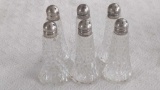6 Sterling Capped Salt & Peppers Lot