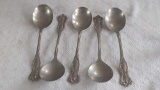 5 Rogers Nickel Silver Spoons with Salt