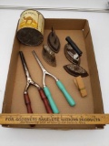 Vintage Curling Iron, Irons ,Camel Can, Watkins Ruler