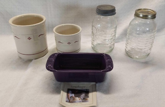 Longaberger Pottery & Jar lot
