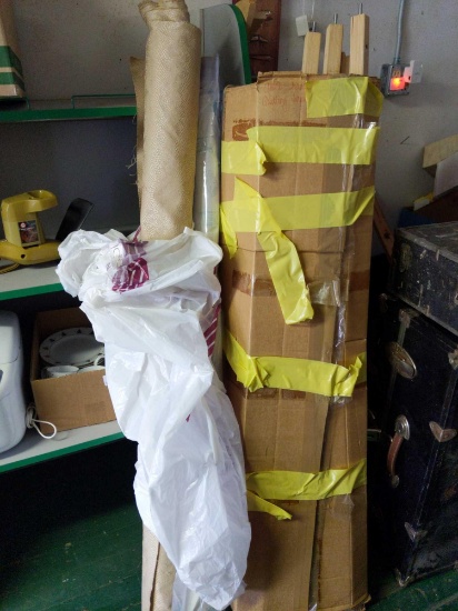 Quilt frame with roll of fabric ,roll clear plastic 58" tall