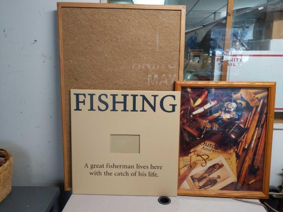 Fishing frame 20x20 , fishing picture 22x18 corkboard 35x23