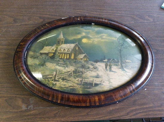 Bubble glass picture frame with winter scene 23x17