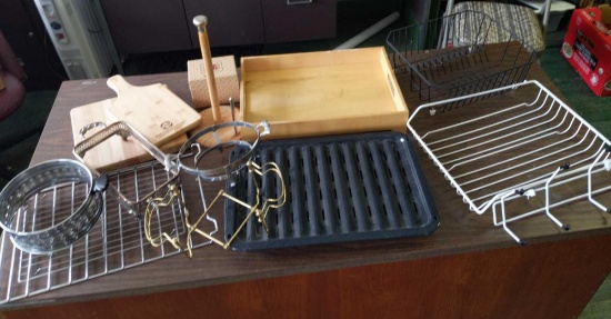 Paper towel holder, trivets, wood tray , drying racks inserts for casserole dishes, boiler pan