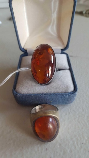 EF amber sterling rings