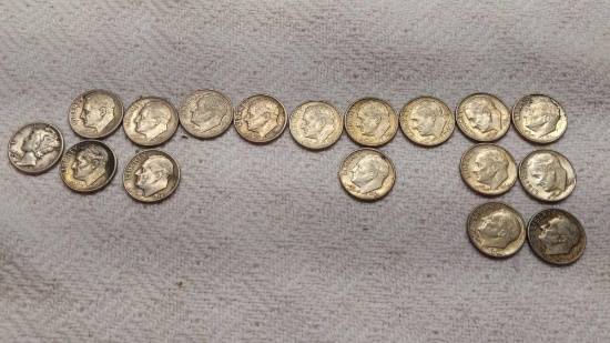 1941 Mercury and 16 Roosevelt dimes various years