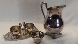 FB Rogers Silver Co. Water Pitcher & Silverplate tray w/ cream & sugar