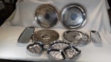 Silver plate & Stainless Serving Trays (Rogers Victorian Rose & Oneida)