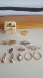 Gold jewelry - Pre 1890 pin, opal, 14k gf, 14k plated, 12k