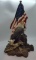 Resin Perched Eagle with Flag