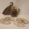 CAST IRON PULLEYS AND FASTNERS Antique Vintage Chippy