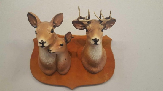 Mounted Chalkware Deer Family