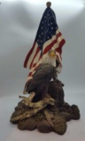 Resin Perched Eagle with Flag