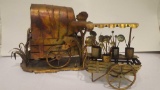 Copper Tin Covered Wagon & flower cart rustic sculpture