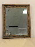 Horseshoe And Barbed Wire Wood frame mirror