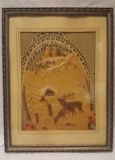 VINTAGE DIE-CUT FRAMED WINTER SCENE