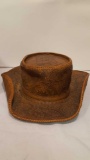 TOOLED LEATHER COWBOY HAT-marked handcrafted/American Hat Co. vintage hat box