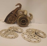 CAST IRON PULLEYS AND FASTNERS Antique Vintage Chippy