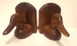 HANCRAFTED WOODEN BOOKENDS Duck Head