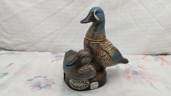 Ducks Unlimited Blue Wing Teal Jim Beam Decanter - empty