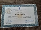 5- One Gram Silver Ingots with Certificate