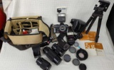 Sear SLR KS Super 35mm Camera, Tiffen Lenses & Accessories Lot