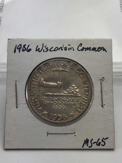 1936 Wisconsin Centennial Commemorative Silver Half Dollar