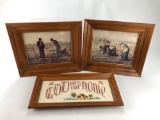 3 Wall Hangings in Wood Frames