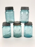 Original Blue Ball Pint Jars with Zinc Lids