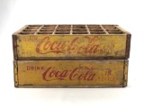 Set of 2 Yellow Coca-Cola Bottle Crates