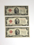 1928 Red Seal 2 Dollar Bills Series D F G