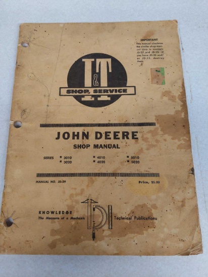 JOHN DEERE SHOP MANUAL SERIES 3010, 3020, 4010, 4020, 5010, 5020