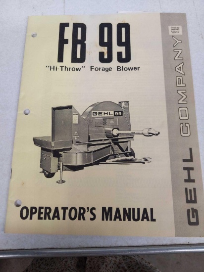 GEHL CO. FB 99 HI THROW FORAGE BLOWER OPERATORS MANUAL