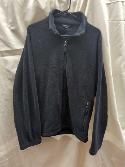 LANDS END FLEECE BLACK JACKET SIZE LT