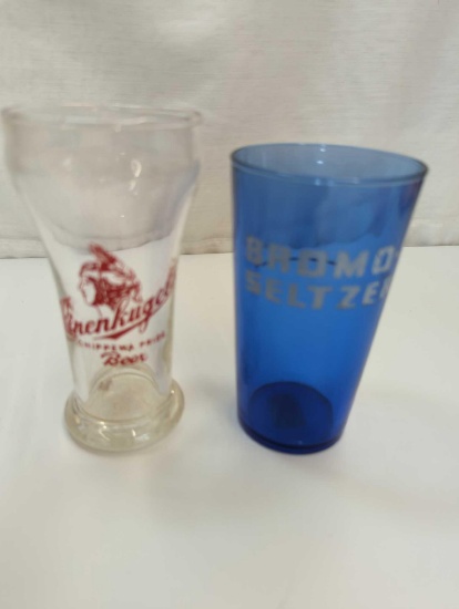 GLASSES LEINENKUGE CHIPPEWA PRIDE BEER , BROMO SELTZER