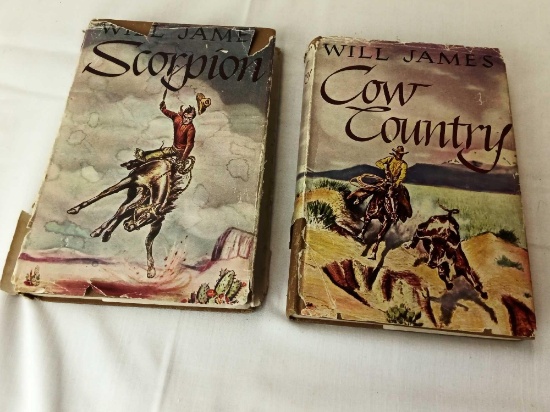 BOOKS BY WILL JAMES "COW COUNTRY" AND "SCORPION" COPYRIGHT 1927 AND1936