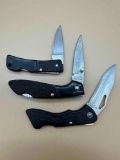 LOT OF 3 ASSORTED BLACK HANDLE SMALL POCKET KNIVES