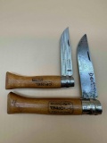 LOT OF 2 OPINEL WOODEN HANDLE KNIVES