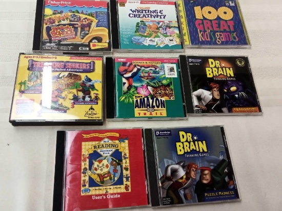ASSORTED EDUCATIONAL COMPUTER GAMES DIFFERENT AGE LEVELS. "BEST READING", "DR BRAIN" AND OTHERS