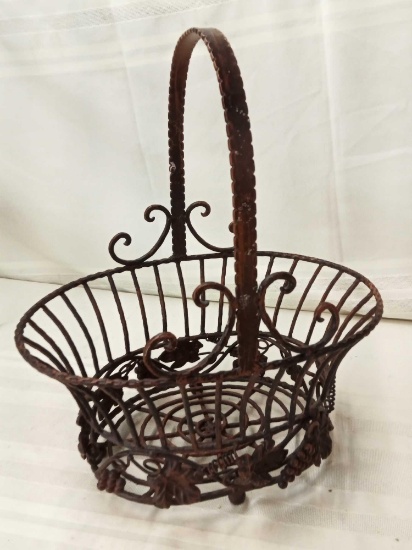 METAL DECORATIVE BASKET 14" LX10" WX16"T WITH HANDLE PICKUP ONLY