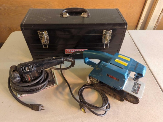 MILLER FALLS & RYOBI SANDER IN CRAFTSMAN TOOLBOX WORKS