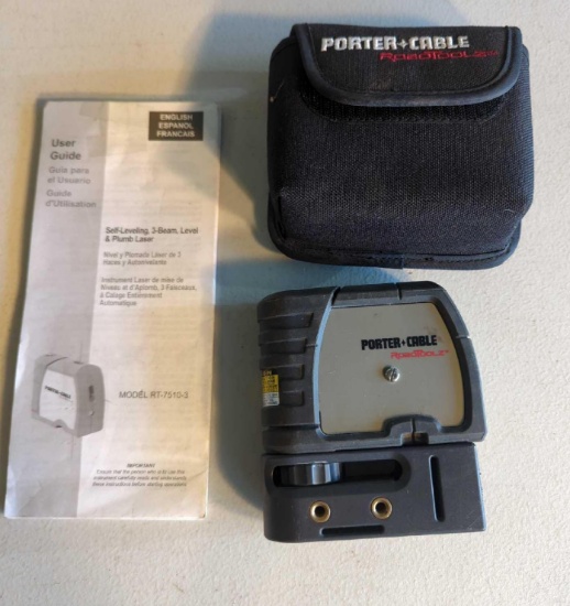 PORTER CABLE SELF-LEVELING, 3 BEAM LEVEL & PLUMB LASER