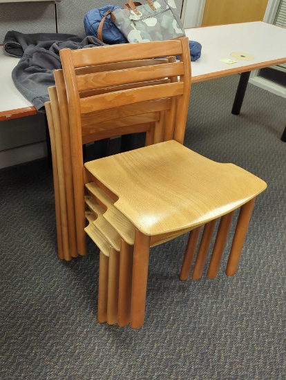 4 KUSCH CO. WOOD CHAIRS MCM STYLE GERMANY D55969 32"X19"X19-1/2"