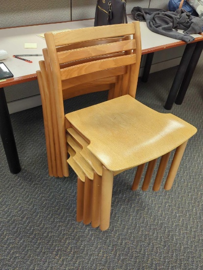 4 KUSCH CO. WOOD CHAIRS MCM STYLE GERMANY D55969 32"X19"X19-1/2"