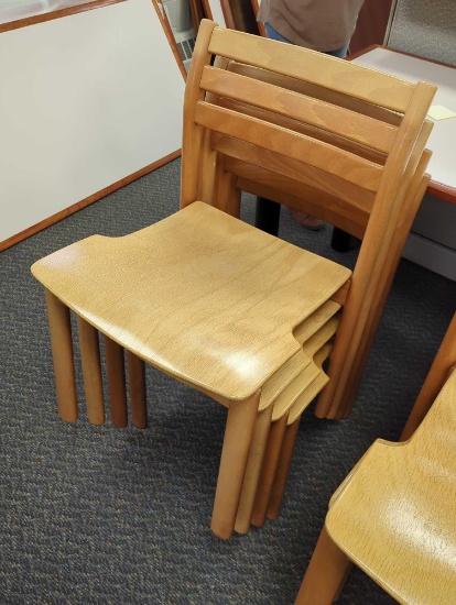 4 KUSCH CO. WOOD CHAIRS MCM STYLE GERMANY D55969 32"X19"X19-1/2"