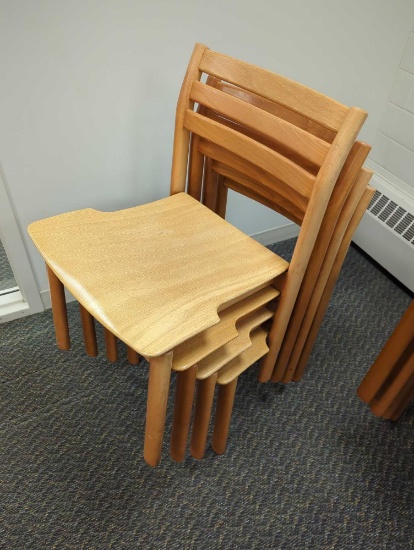 4 KUSCH CO. WOOD CHAIRS MCM STYLE GERMANY D55969 32"X19"X19-1/2"