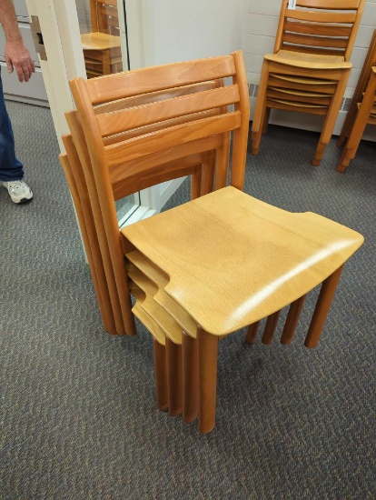 4 KUSCH CO. WOOD CHAIRS MCM STYLE GERMANY D55969 32"X19"X19-1/2"