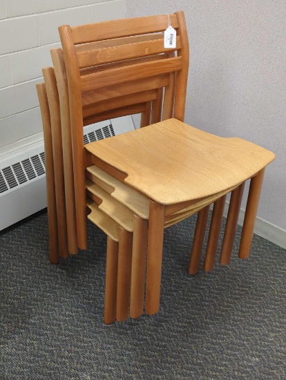 4 KUSCH CO. WOOD CHAIRS MCM STYLE GERMANY D55969 32"X19"X19-1/2"