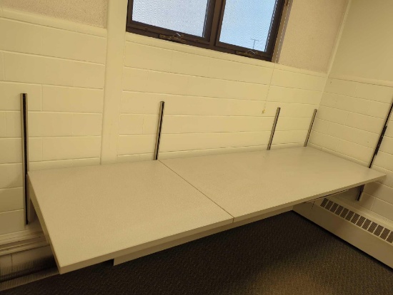 WALL MOUNT TABLE 102" X30" ADJUSTABLE WITH WALL BRACKETS - TO BE REMOVED