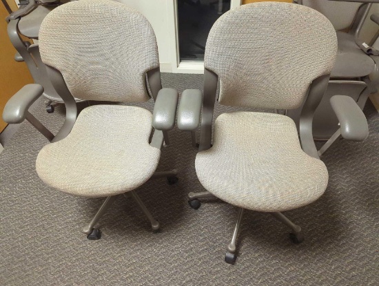 OFFICE CHAIRS ON WHEELS - PAIR 19"X20"X35"